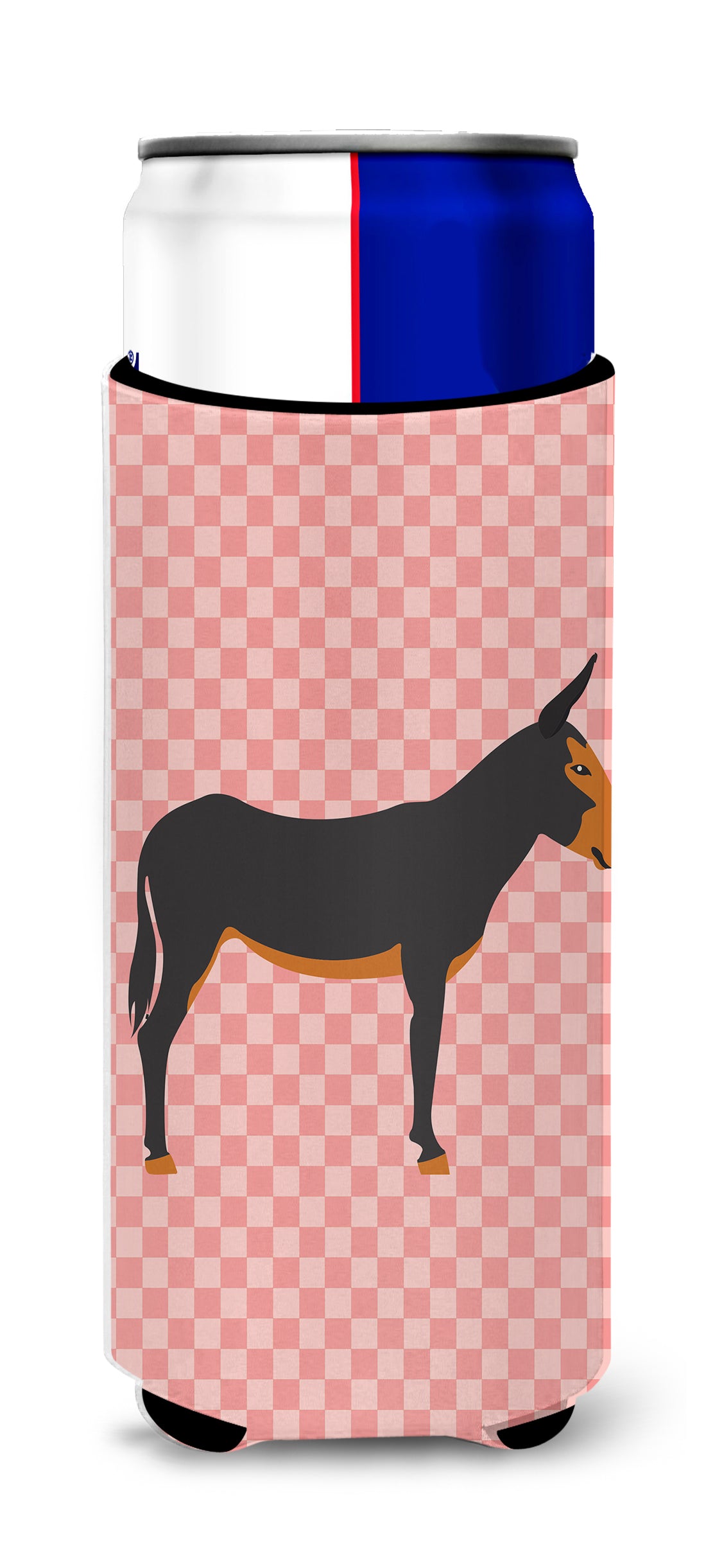 Catalan Donkey Pink Check  Ultra Hugger for slim cans  the-store.com.