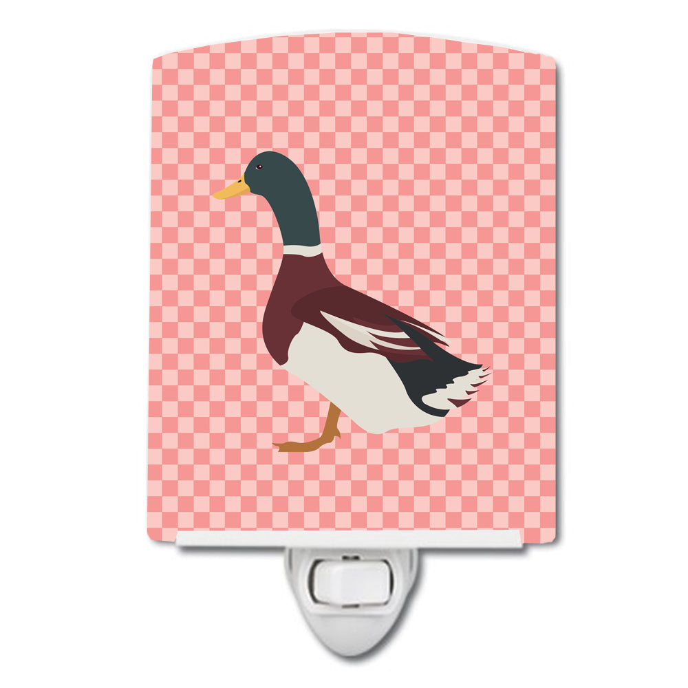 Rouen Duck Pink Check Ceramic Night Light BB7856CNL - the-store.com