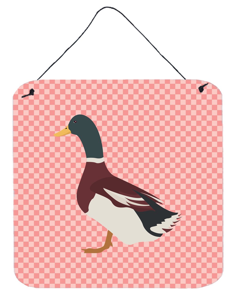 Rouen Duck Pink Check Wall or Door Hanging Prints BB7856DS66 by Caroline's Treasures