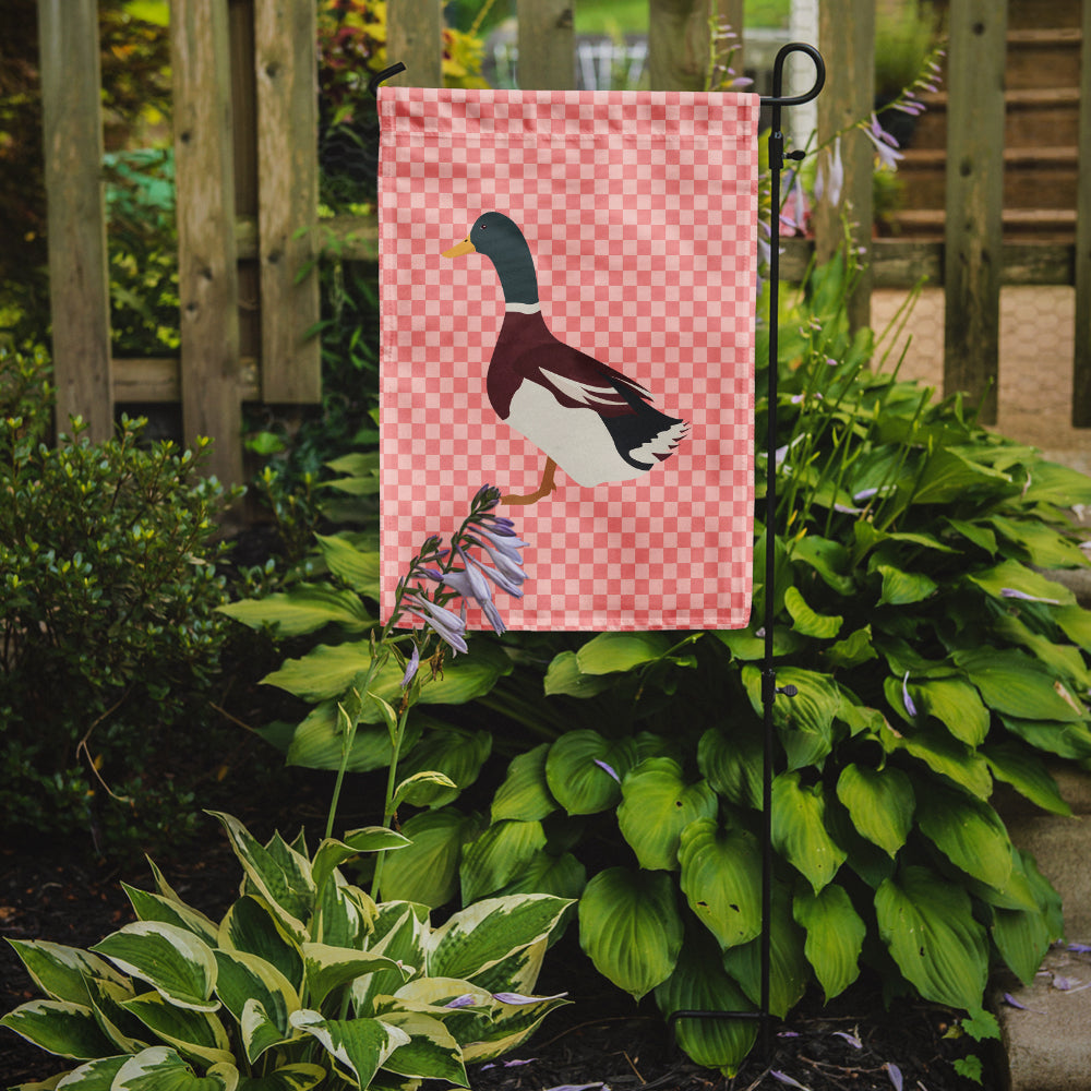 Rouen Duck Pink Check Flag Garden Size  the-store.com.