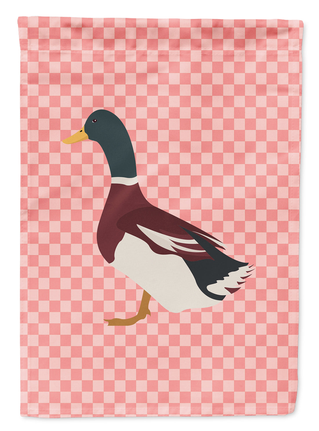 Rouen Duck Pink Check Flag Garden Size  the-store.com.