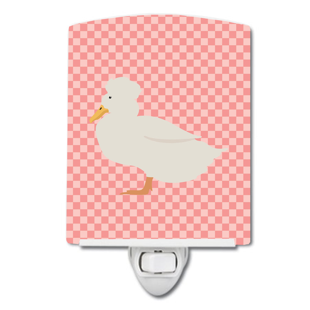 Crested Duck Pink Check Ceramic Night Light BB7857CNL - the-store.com