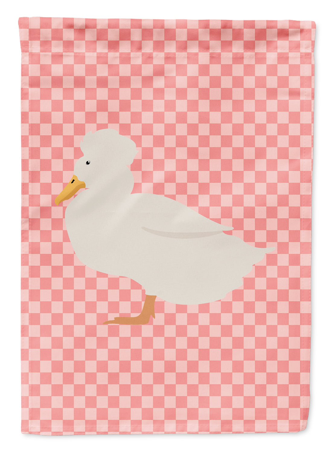 Crested Duck Pink Check Flag Garden Size  the-store.com.