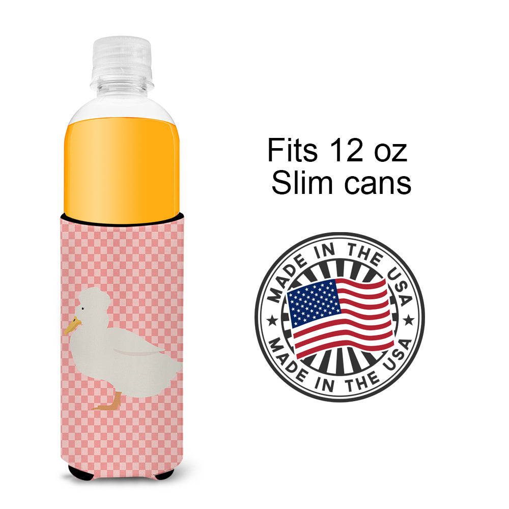 Crested Duck Pink Check  Ultra Hugger for slim cans  the-store.com.