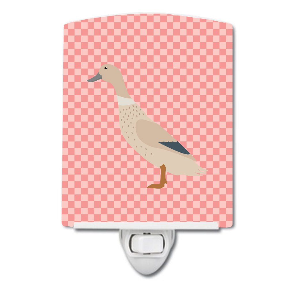 West Harlequin Duck Pink Check Ceramic Night Light BB7858CNL - the-store.com