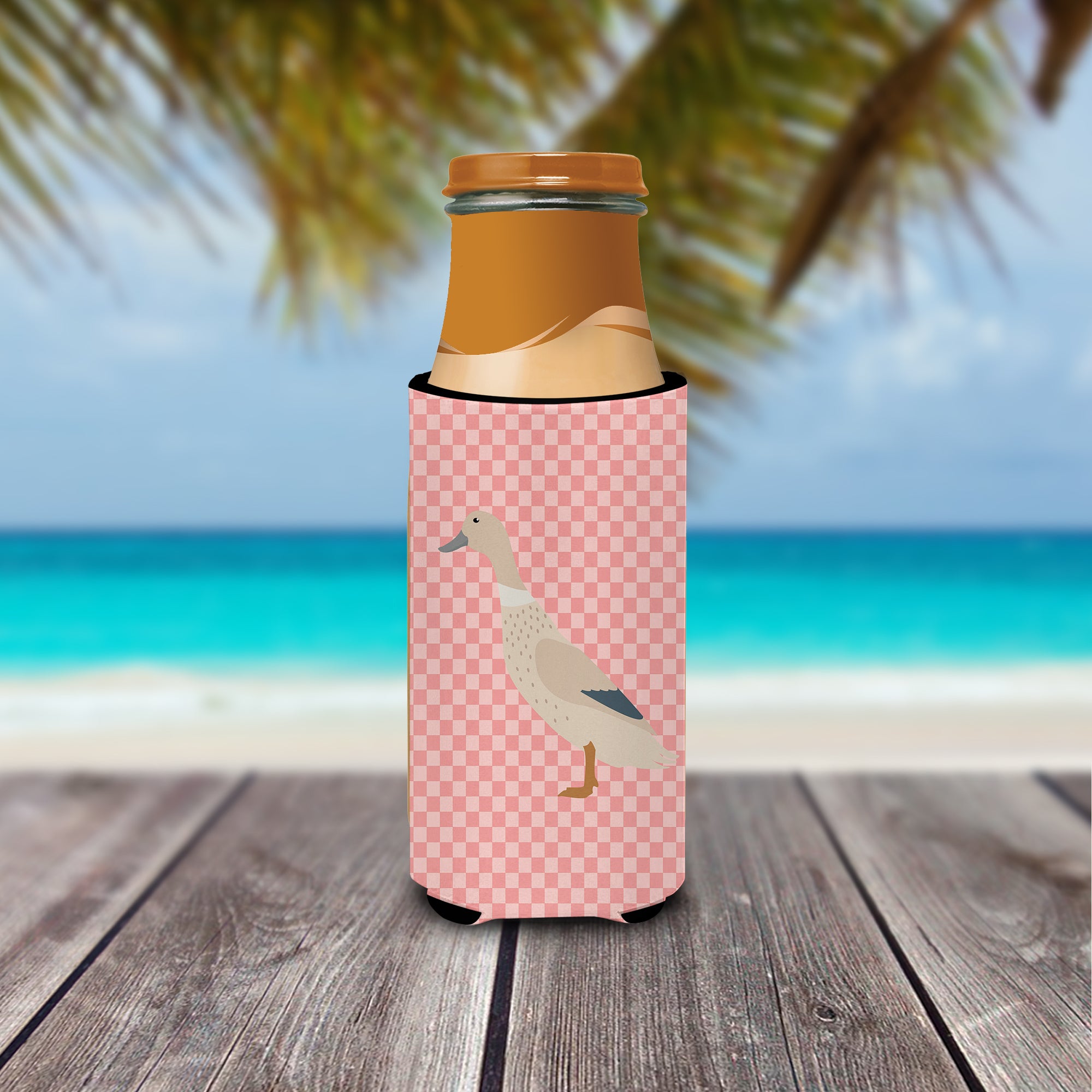 West Harlequin Duck Pink Check  Ultra Hugger for slim cans  the-store.com.