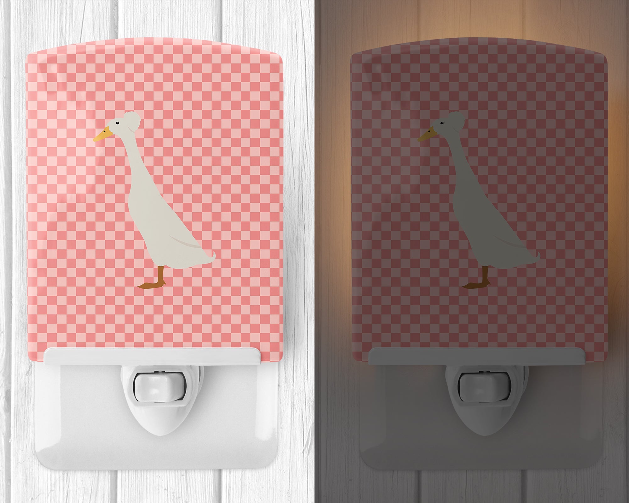 Bali Duck Pink Check Ceramic Night Light BB7859CNL - the-store.com