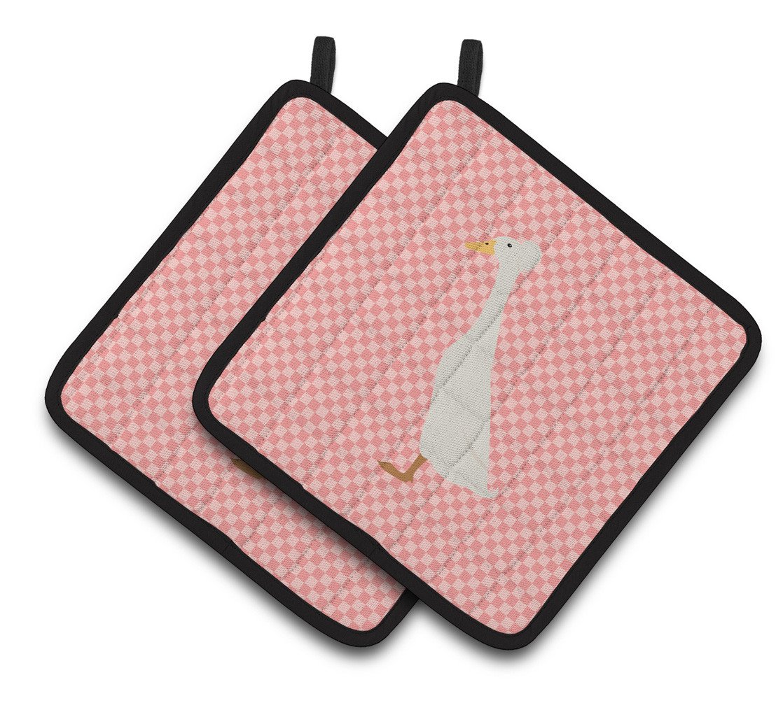 Bali Duck Pink Check Pair of Pot Holders BB7859PTHD by Caroline's Treasures