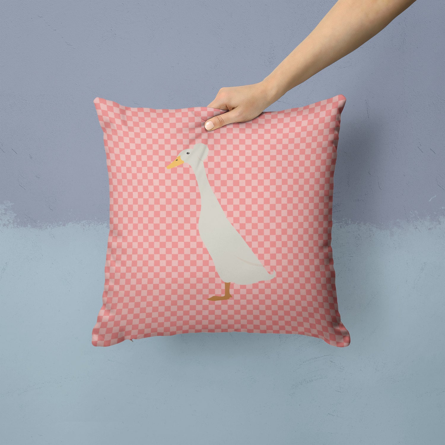 Bali Duck Pink Check Fabric Decorative Pillow BB7859PW1414 - the-store.com