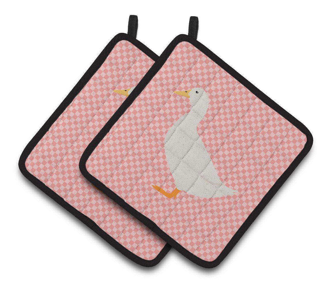 American Pekin Duck Pink Check Pair of Pot Holders BB7860PTHD by Caroline's Treasures