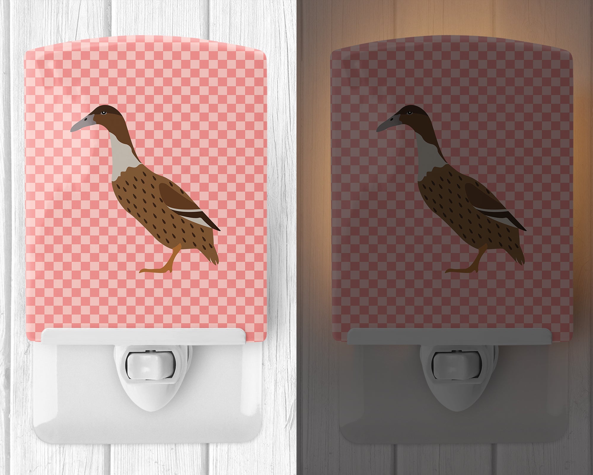 Dutch Hook Bill Duck Pink Check Ceramic Night Light BB7861CNL - the-store.com