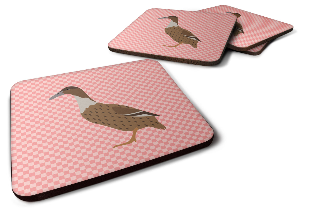 Dutch Hook Bill Duck Pink Check Foam Coaster Set of 4 BB7861FC - the-store.com