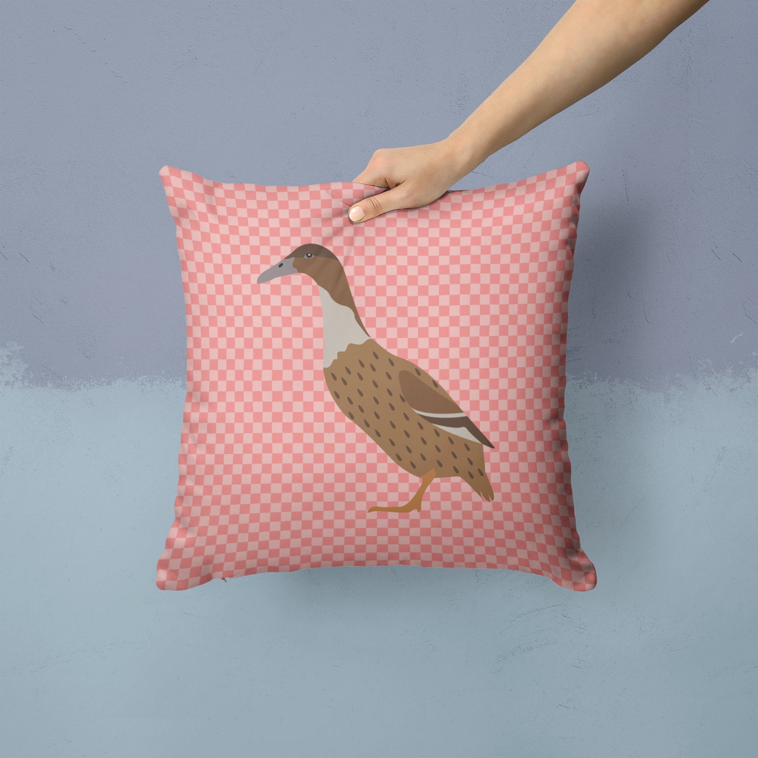 Dutch Hook Bill Duck Pink Check Fabric Decorative Pillow BB7861PW1414 - the-store.com