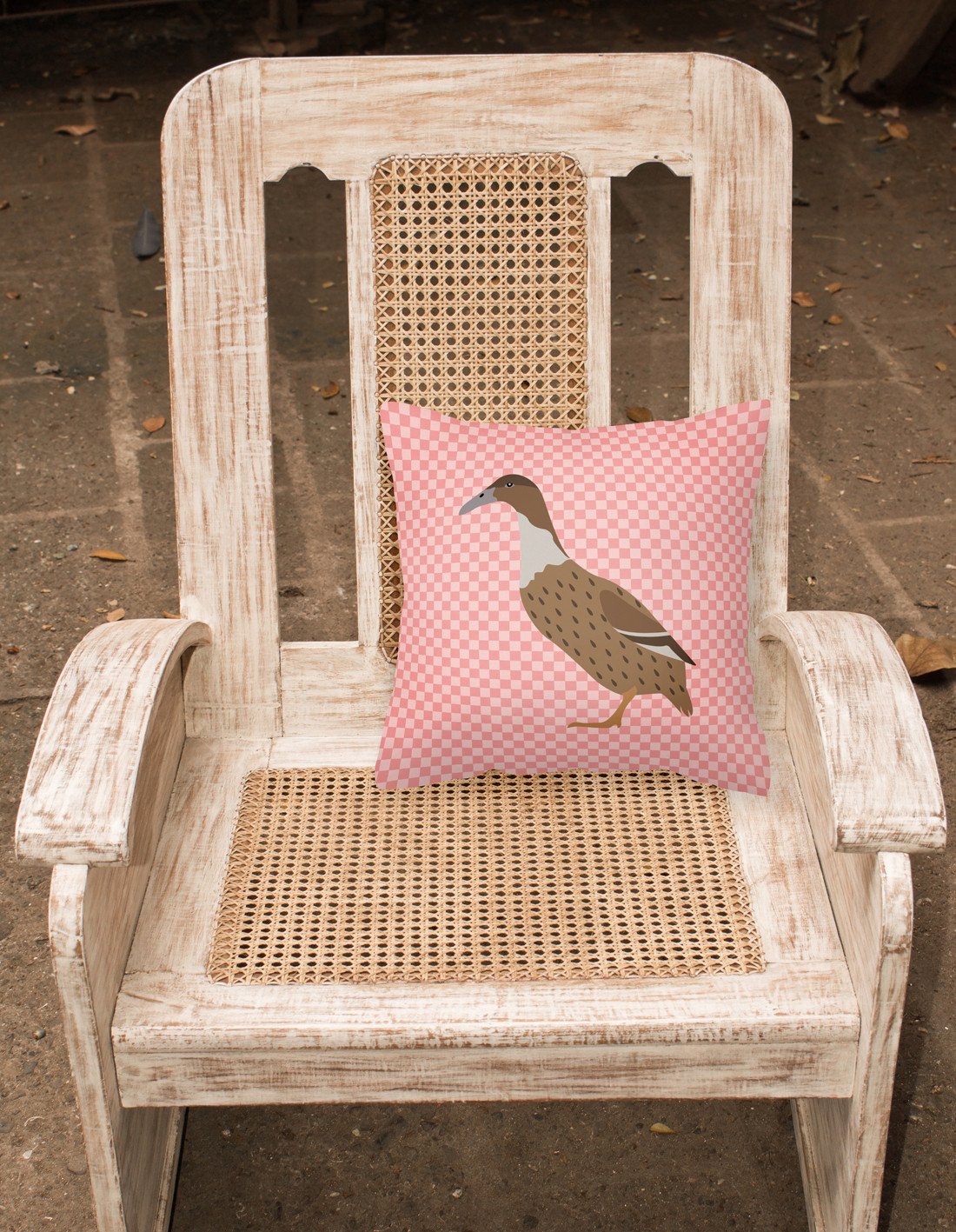 Dutch Hook Bill Duck Pink Check Fabric Decorative Pillow BB7861PW1818 by Caroline's Treasures