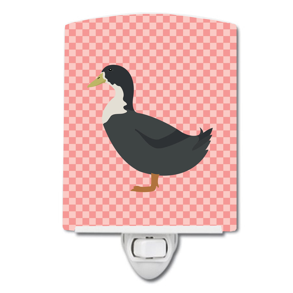 Blue Swedish Duck Pink Check Ceramic Night Light BB7862CNL - the-store.com