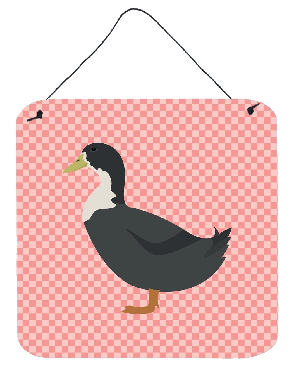 Blue Swedish Duck Pink Check Wall or Door Hanging Prints by Caroline&#39;s Treasures