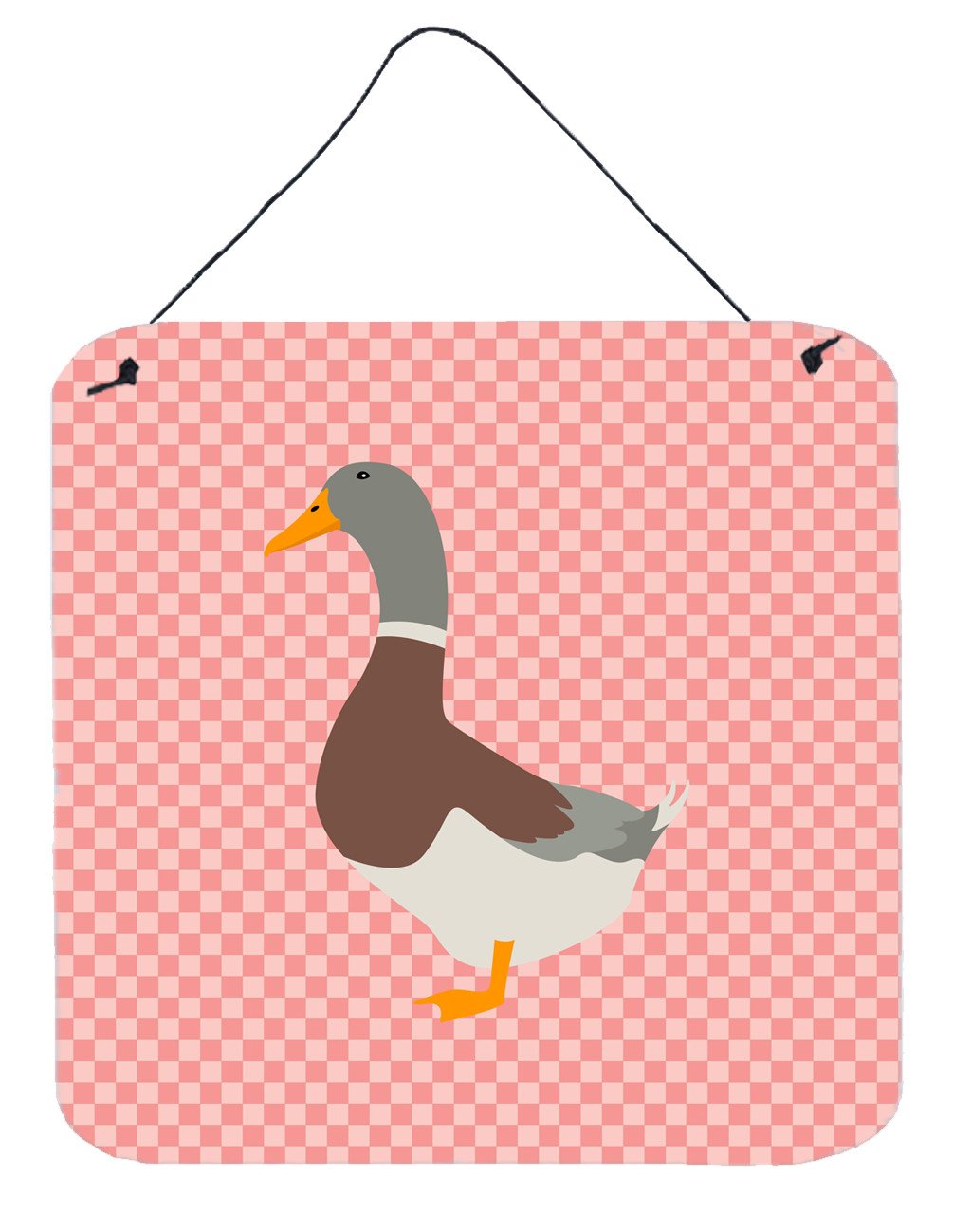 Saxony Sachsenente Duck Pink Check Wall or Door Hanging Prints BB7863DS66 by Caroline's Treasures