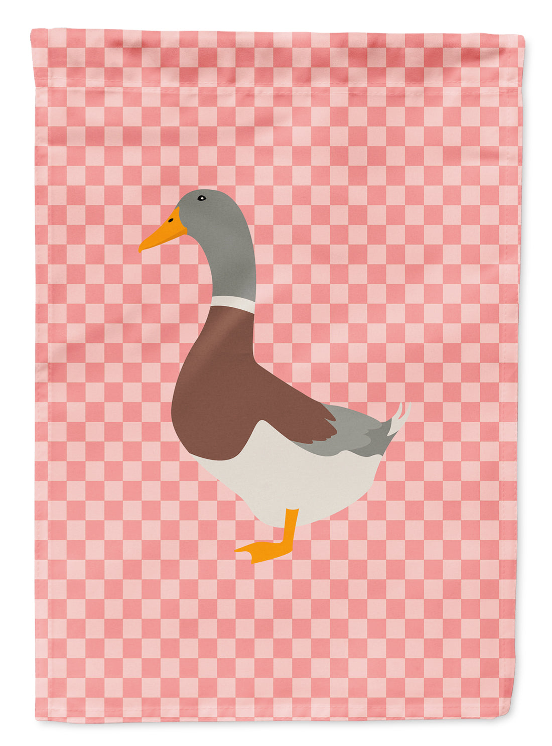 Saxony Sachsenente Duck Pink Check Flag Garden Size  the-store.com.