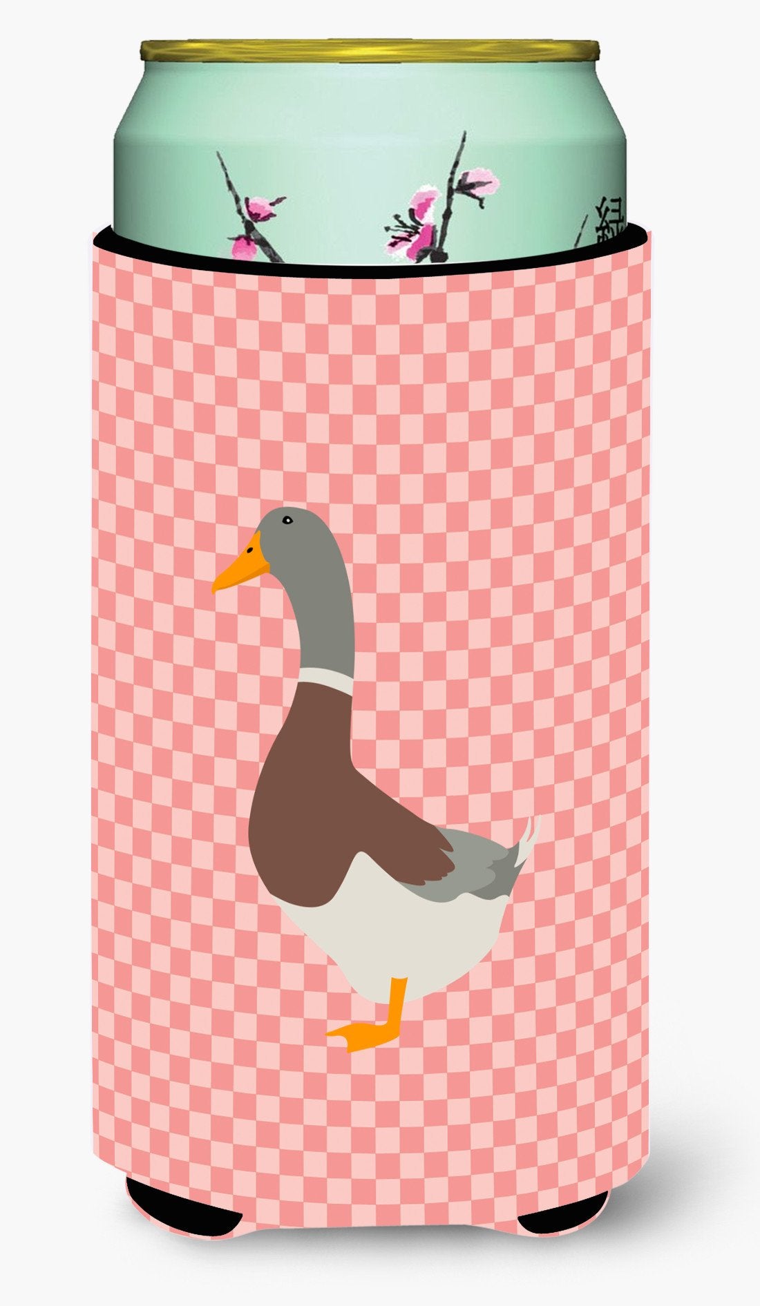 Saxony Sachsenente Duck Pink Check Tall Boy Beverage Insulator Hugger BB7863TBC by Caroline's Treasures