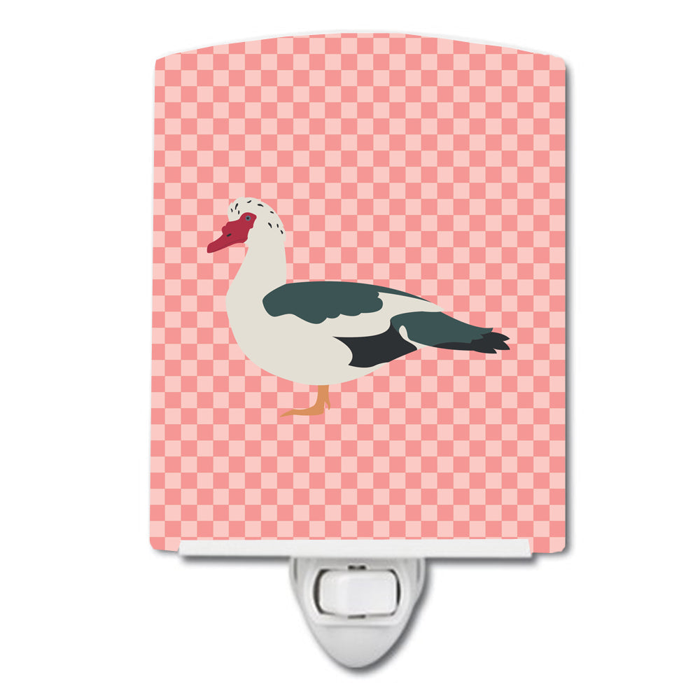 Muscovy Duck Pink Check Ceramic Night Light BB7864CNL - the-store.com