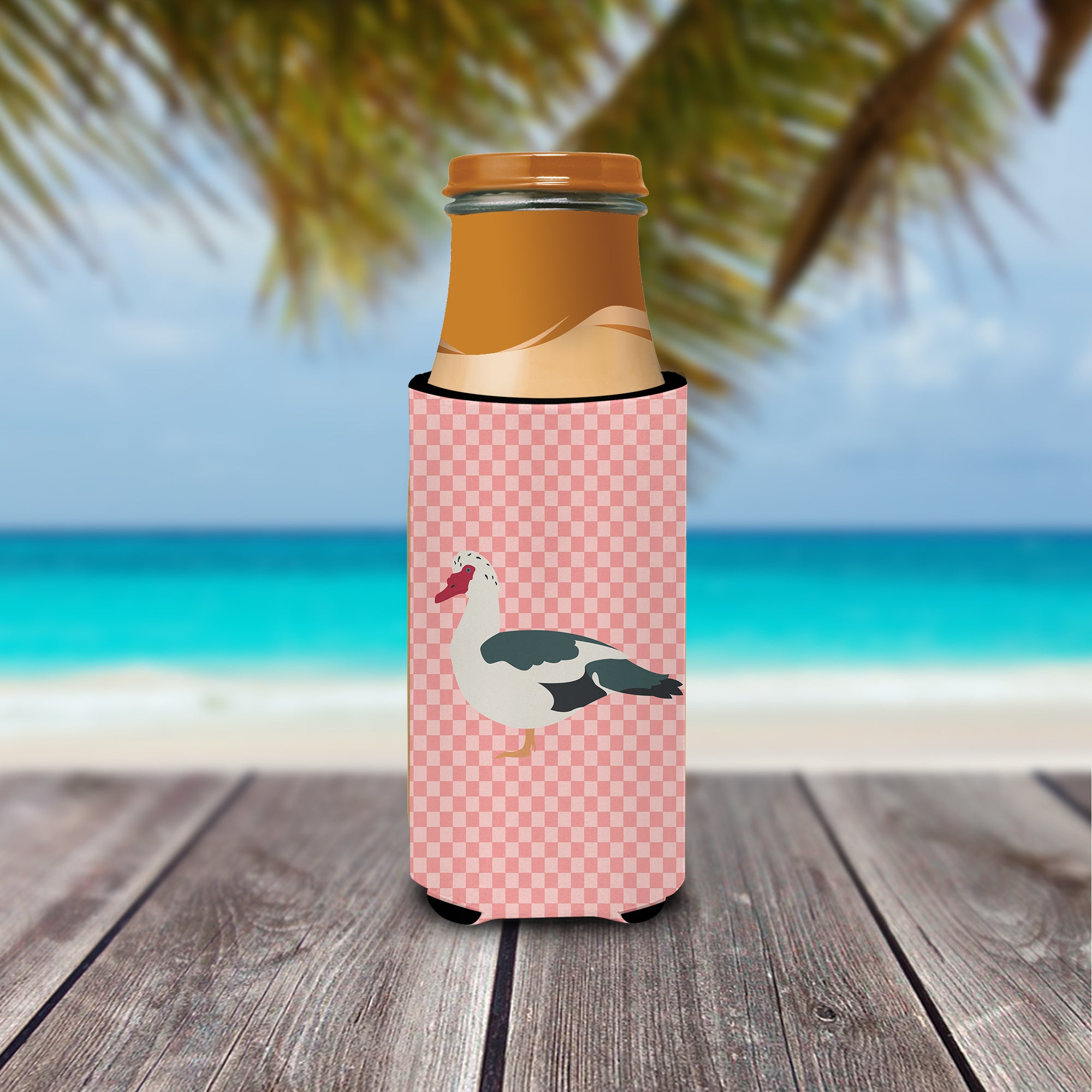 Muscovy Duck Pink Check  Ultra Hugger for slim cans  the-store.com.