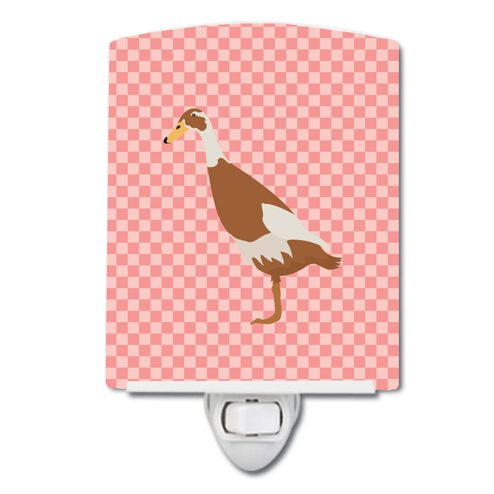 Indian Runner Duck Pink Check Ceramic Night Light BB7865CNL - the-store.com