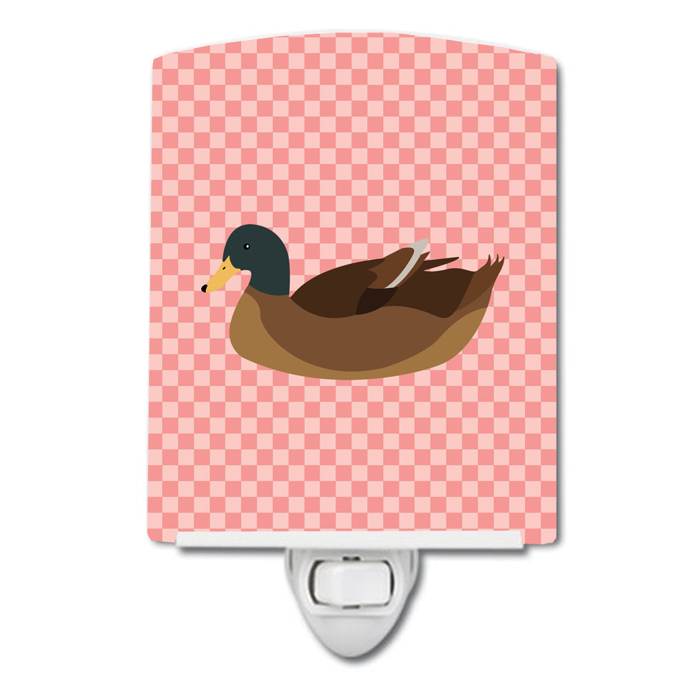 Khaki Campbell Duck Pink Check Ceramic Night Light BB7866CNL - the-store.com