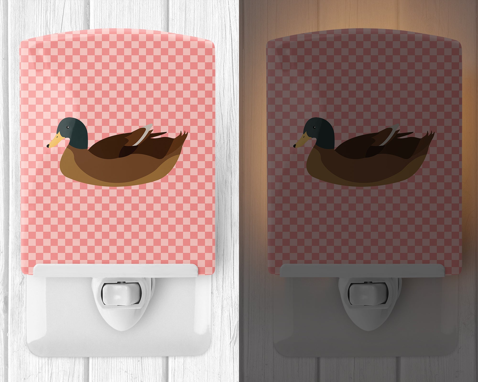 Khaki Campbell Duck Pink Check Ceramic Night Light BB7866CNL - the-store.com