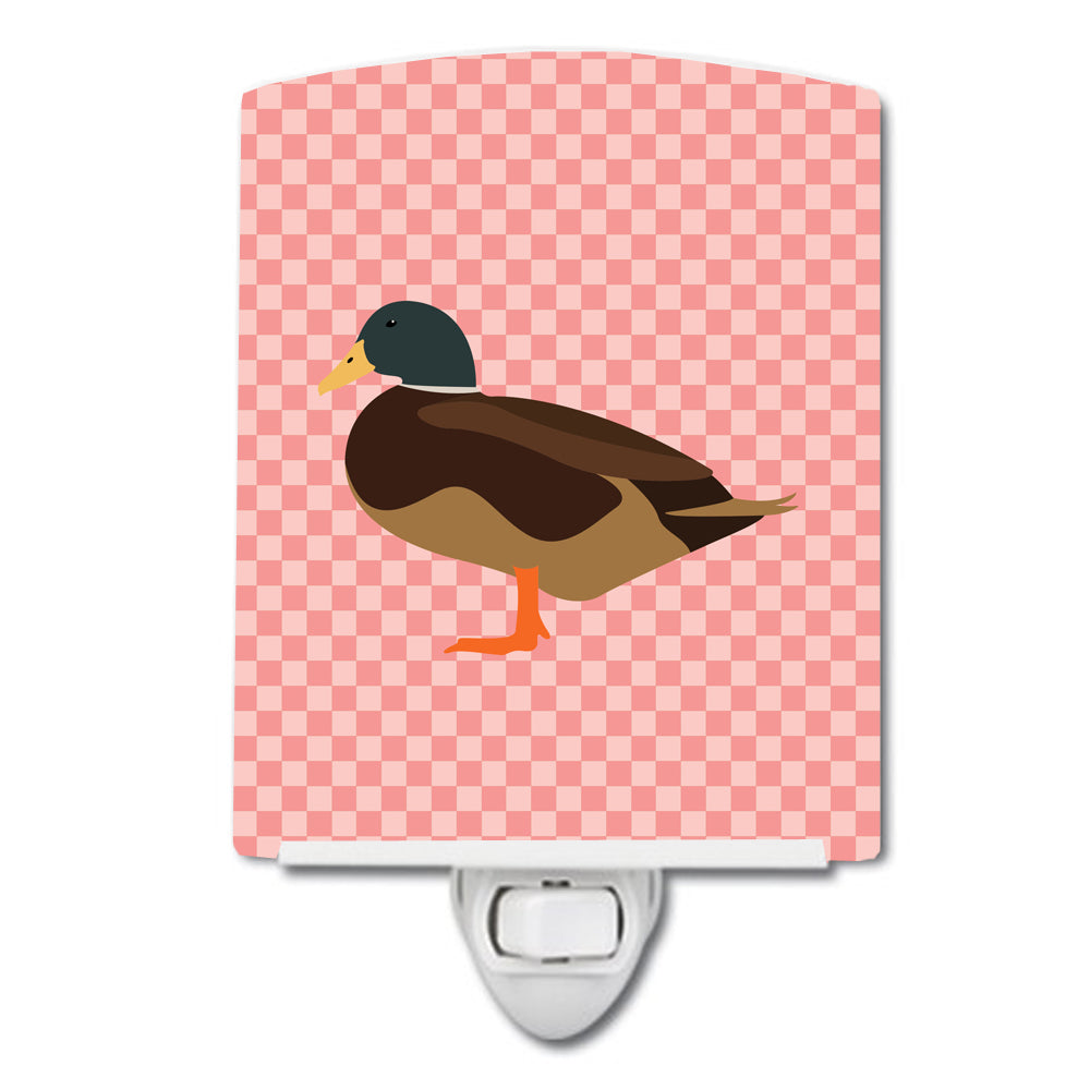 Silver Bantam Duck Pink Check Ceramic Night Light BB7867CNL - the-store.com