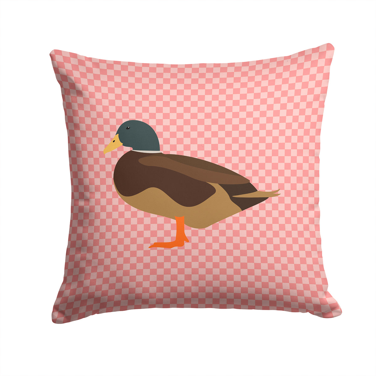 Silver Bantam Duck Pink Check Fabric Decorative Pillow BB7867PW1414 - the-store.com