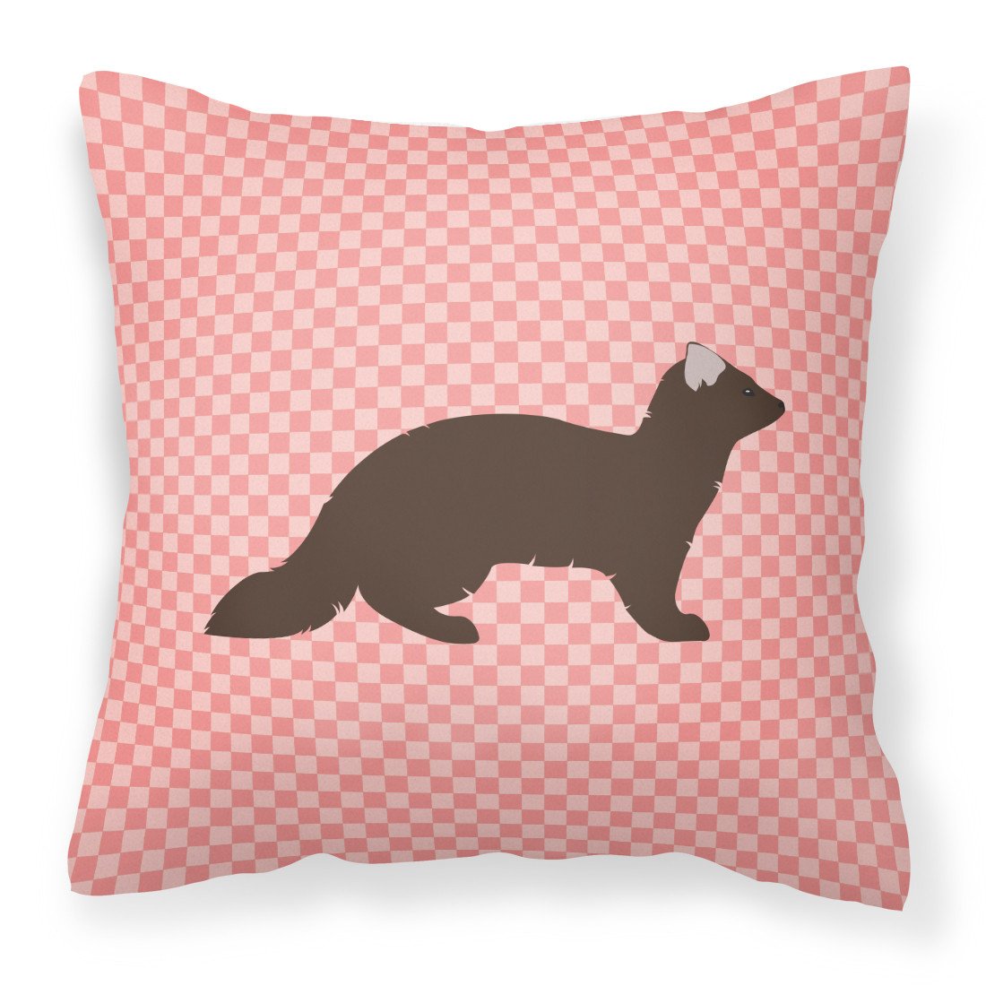 Sable Marten Pink Check Fabric Decorative Pillow BB7869PW1818 by Caroline&#39;s Treasures