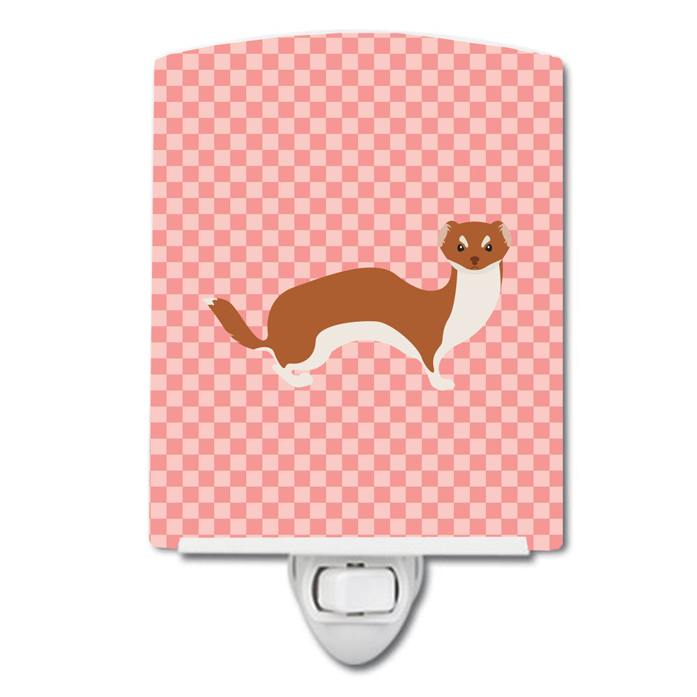 Weasel Pink Check Ceramic Night Light BB7870CNL - the-store.com