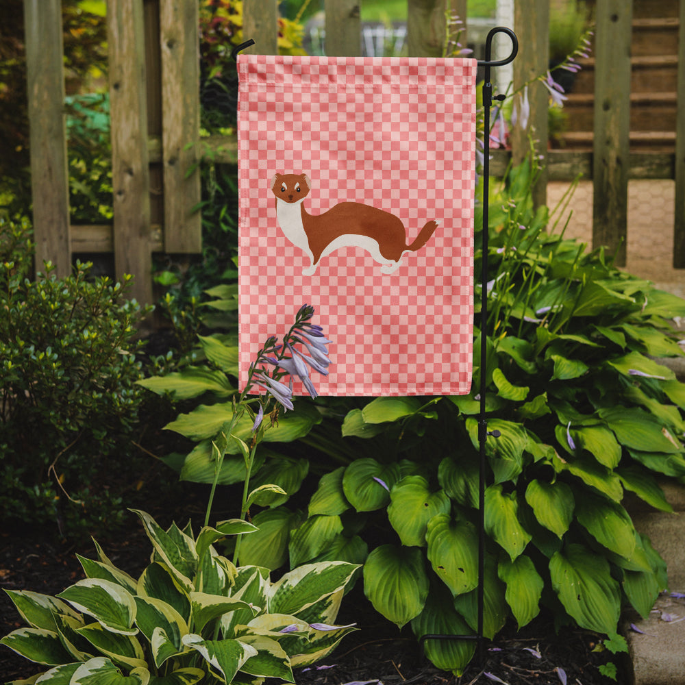 Weasel Pink Check Flag Garden Size  the-store.com.