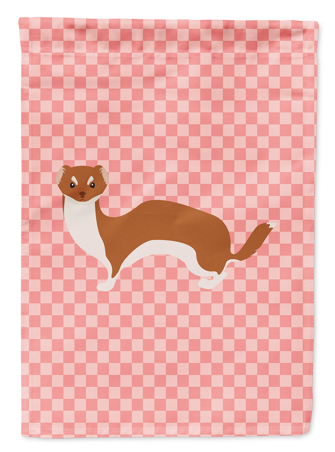 Weasel Pink Check Flag Garden Size  the-store.com.