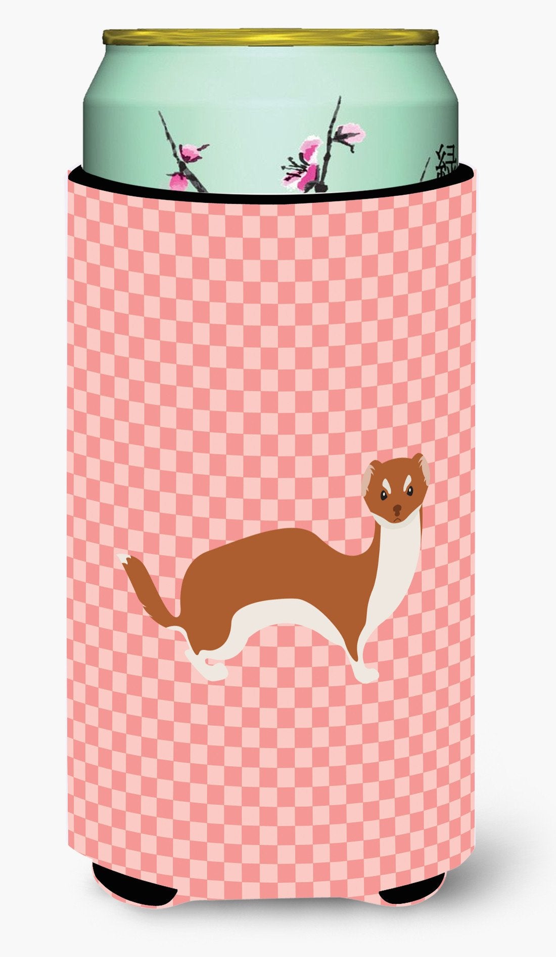 Weasel Pink Check Tall Boy Beverage Insulator Hugger BB7870TBC by Caroline's Treasures