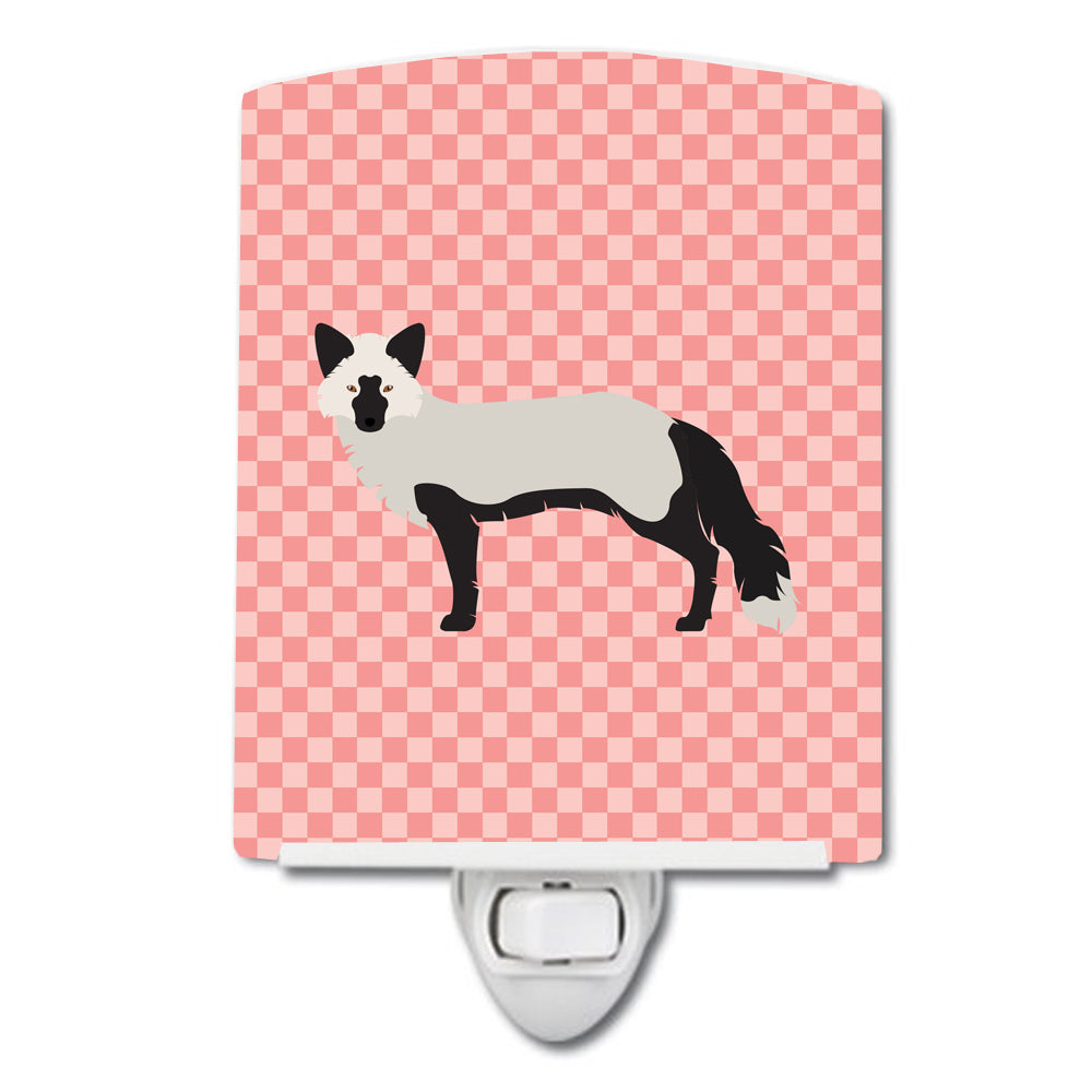 Silver Fox Pink Check Ceramic Night Light BB7871CNL - the-store.com