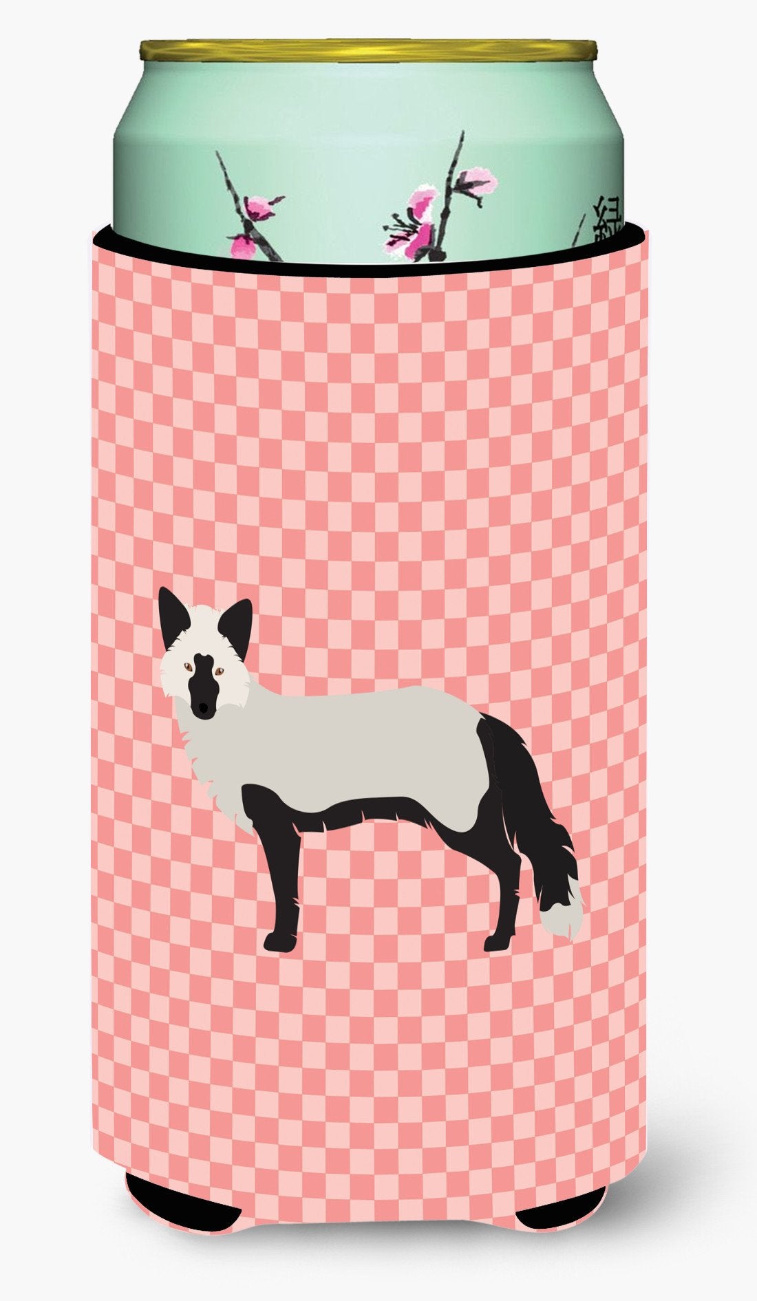 Silver Fox Pink Check Tall Boy Beverage Insulator Hugger BB7871TBC by Caroline's Treasures