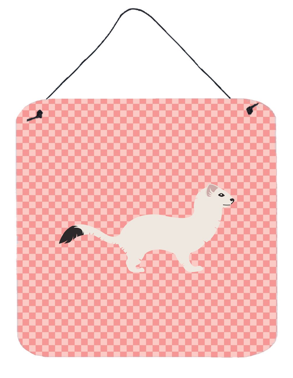 Stoat Short-tailed Weasel Pink Check Wall or Door Hanging Prints BB7872DS66 by Caroline's Treasures