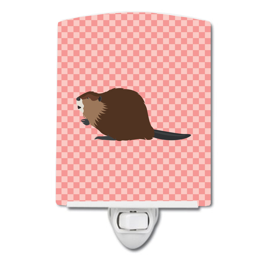 Eurasian Beaver Pink Check Ceramic Night Light BB7873CNL - the-store.com