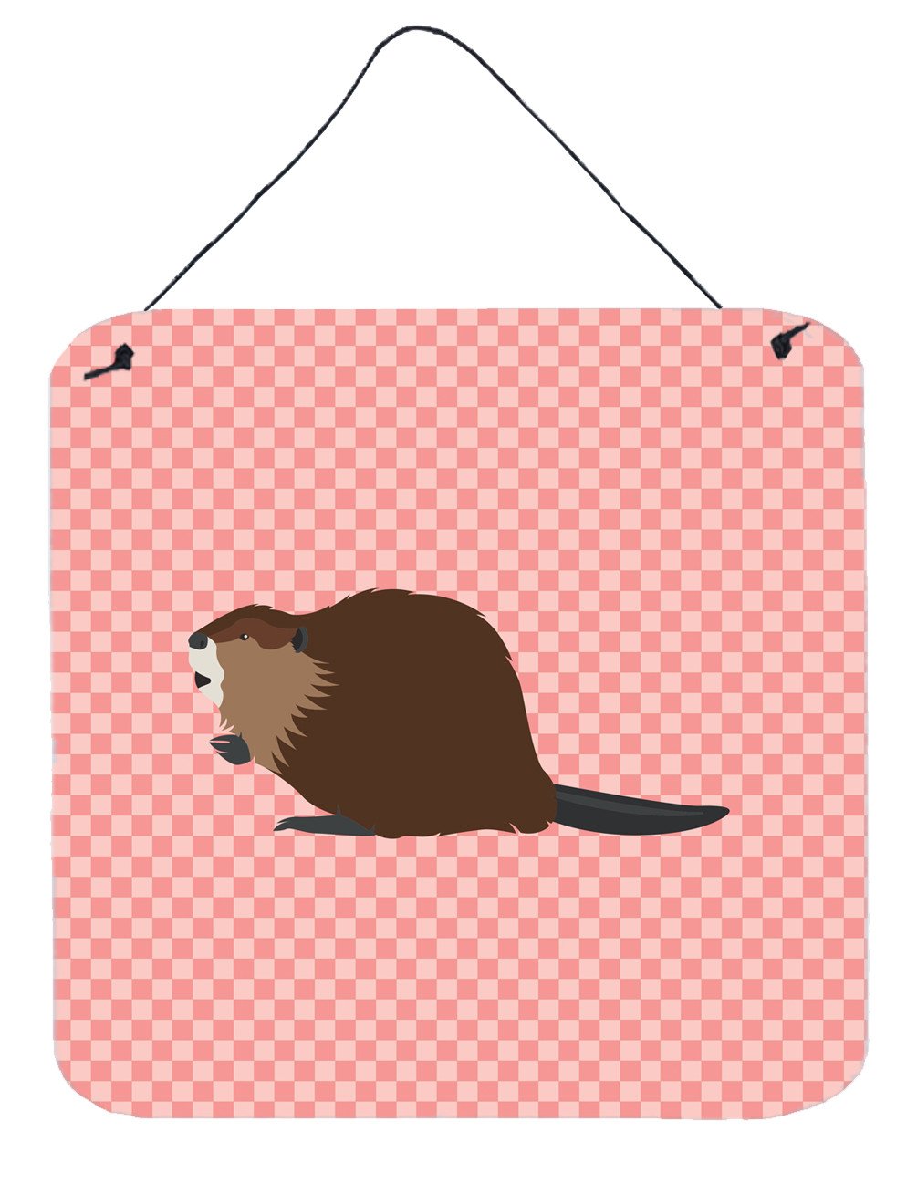 Eurasian Beaver Pink Check Wall or Door Hanging Prints BB7873DS66 by Caroline's Treasures