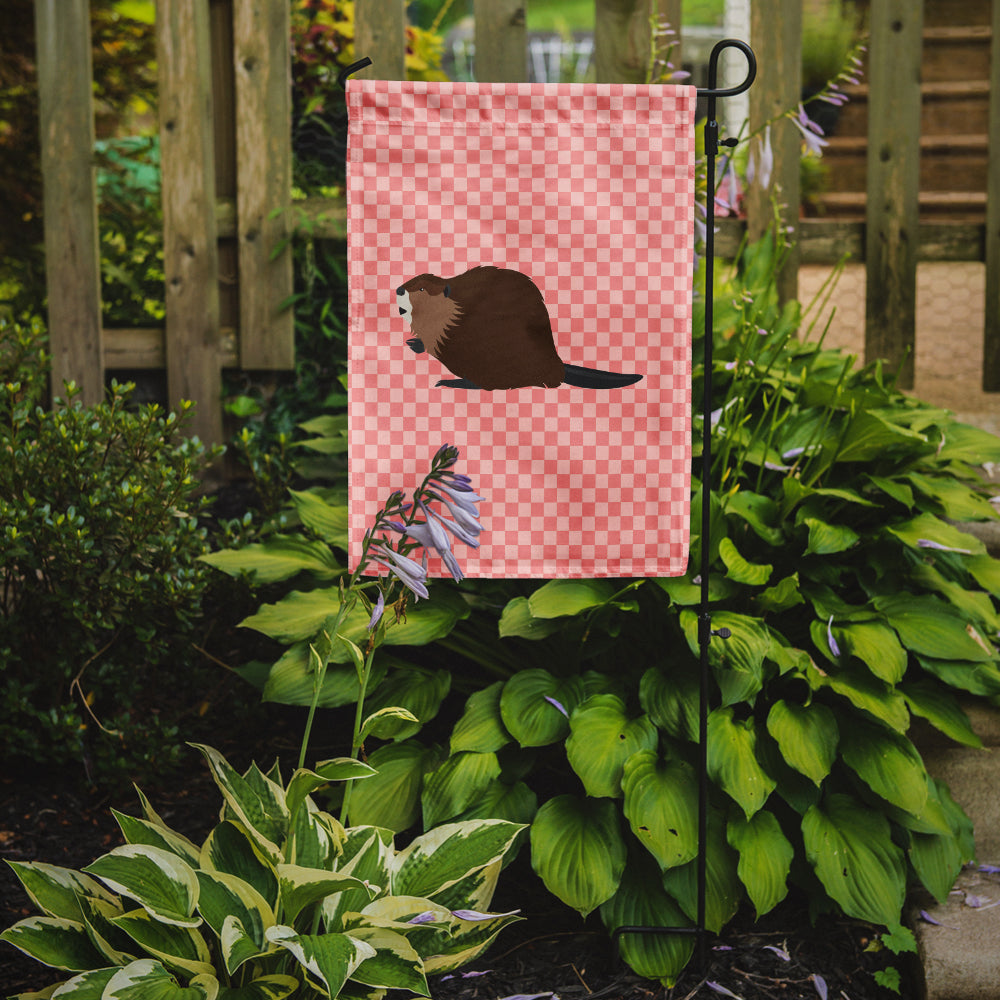 Eurasian Beaver Pink Check Flag Garden Size  the-store.com.