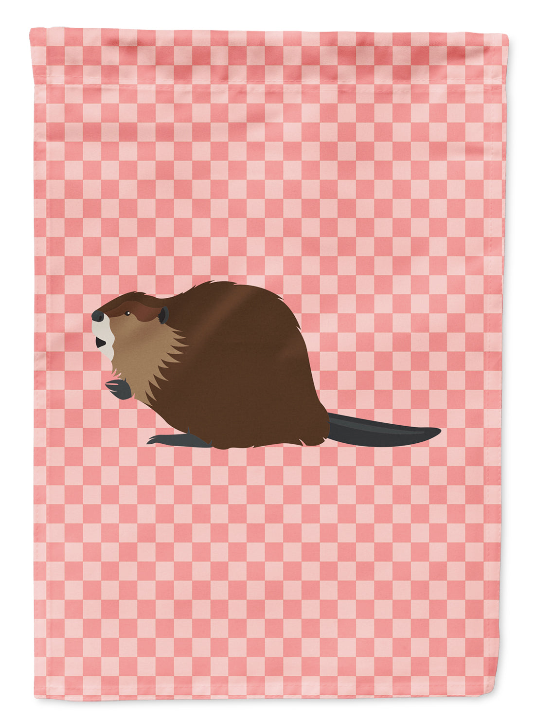 Eurasian Beaver Pink Check Flag Garden Size  the-store.com.