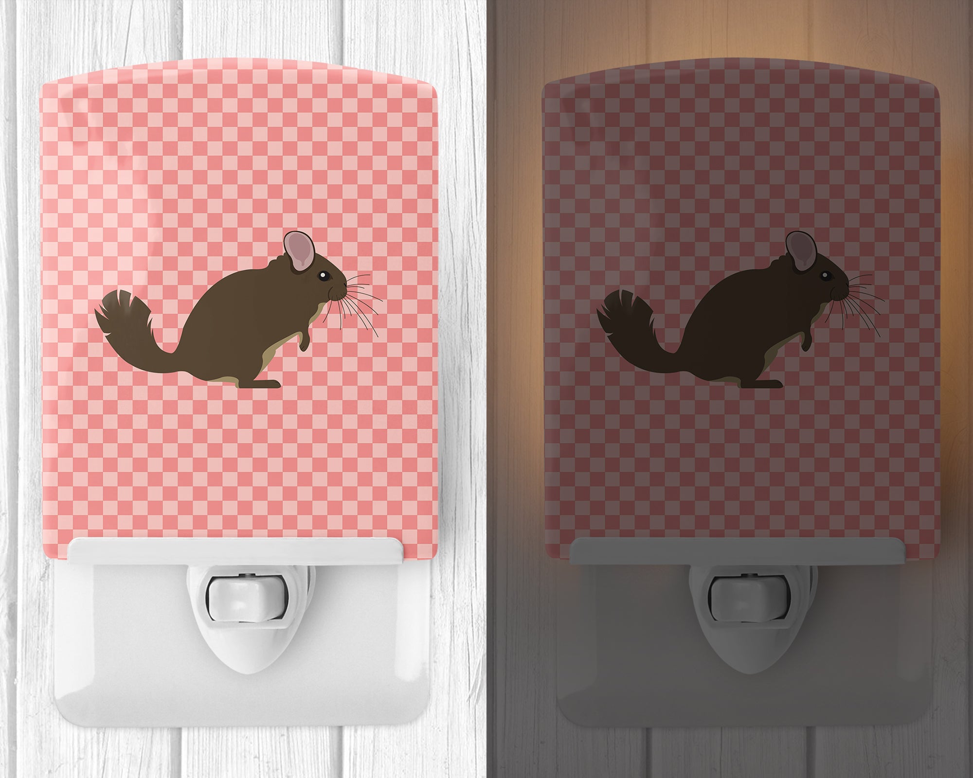 Chinchilla Pink Check Ceramic Night Light BB7875CNL - the-store.com