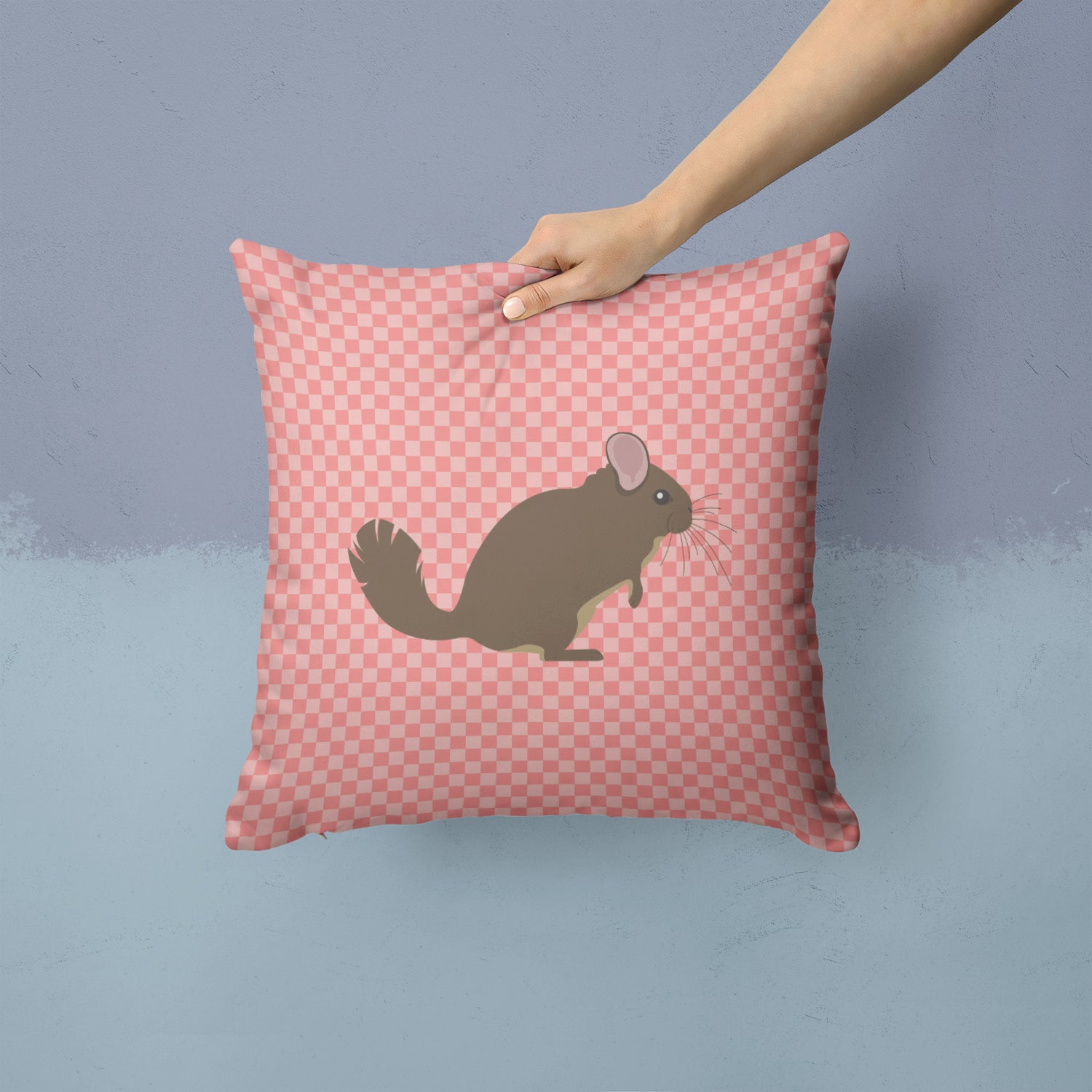 Chinchilla Pink Check Fabric Decorative Pillow BB7875PW1414 - the-store.com