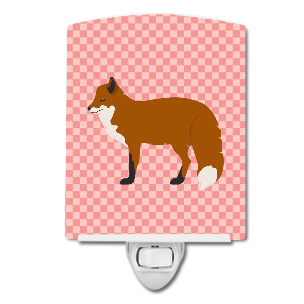 Red Fox Pink Check Ceramic Night Light BB7876CNL - the-store.com