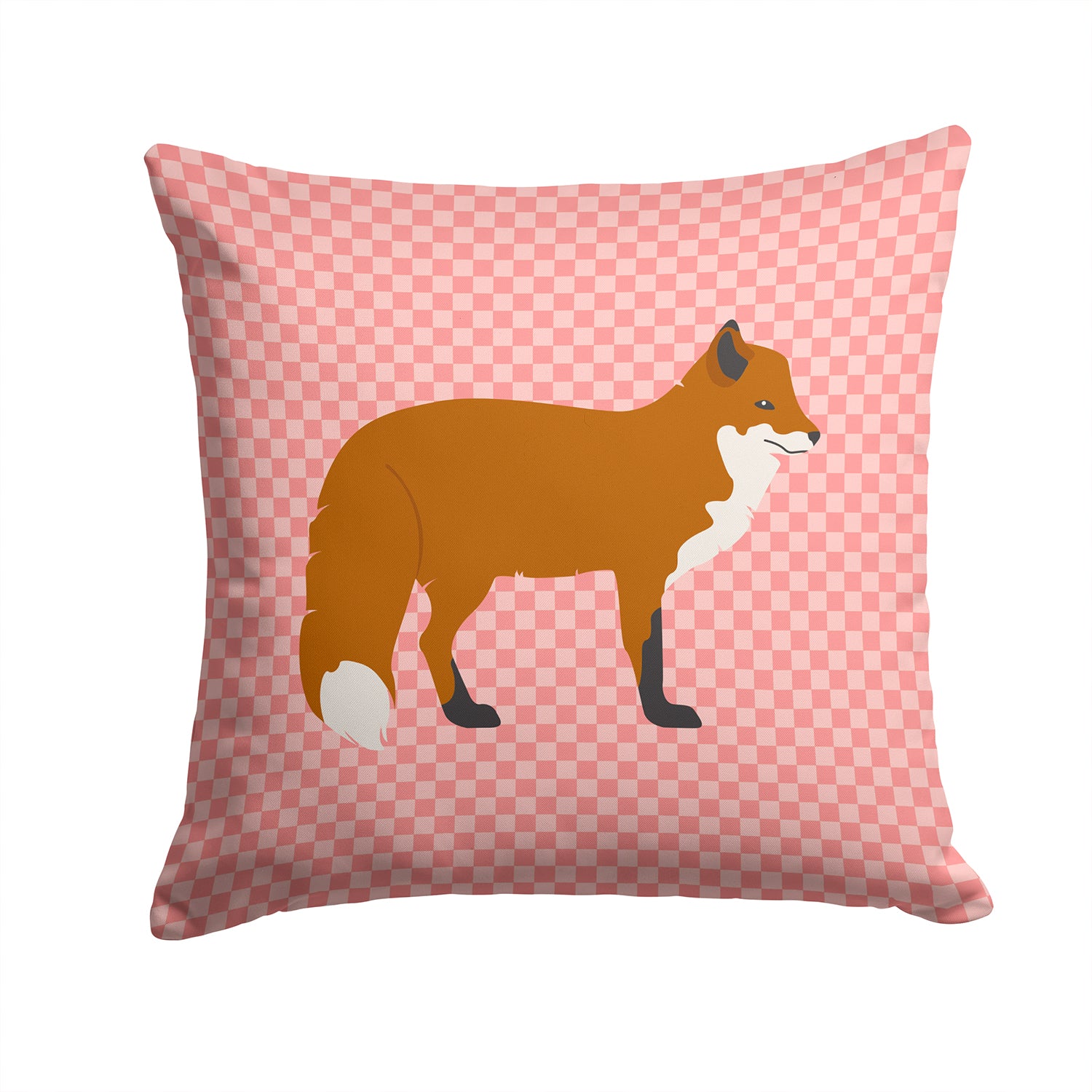 Red Fox Pink Check Fabric Decorative Pillow BB7876PW1414 - the-store.com