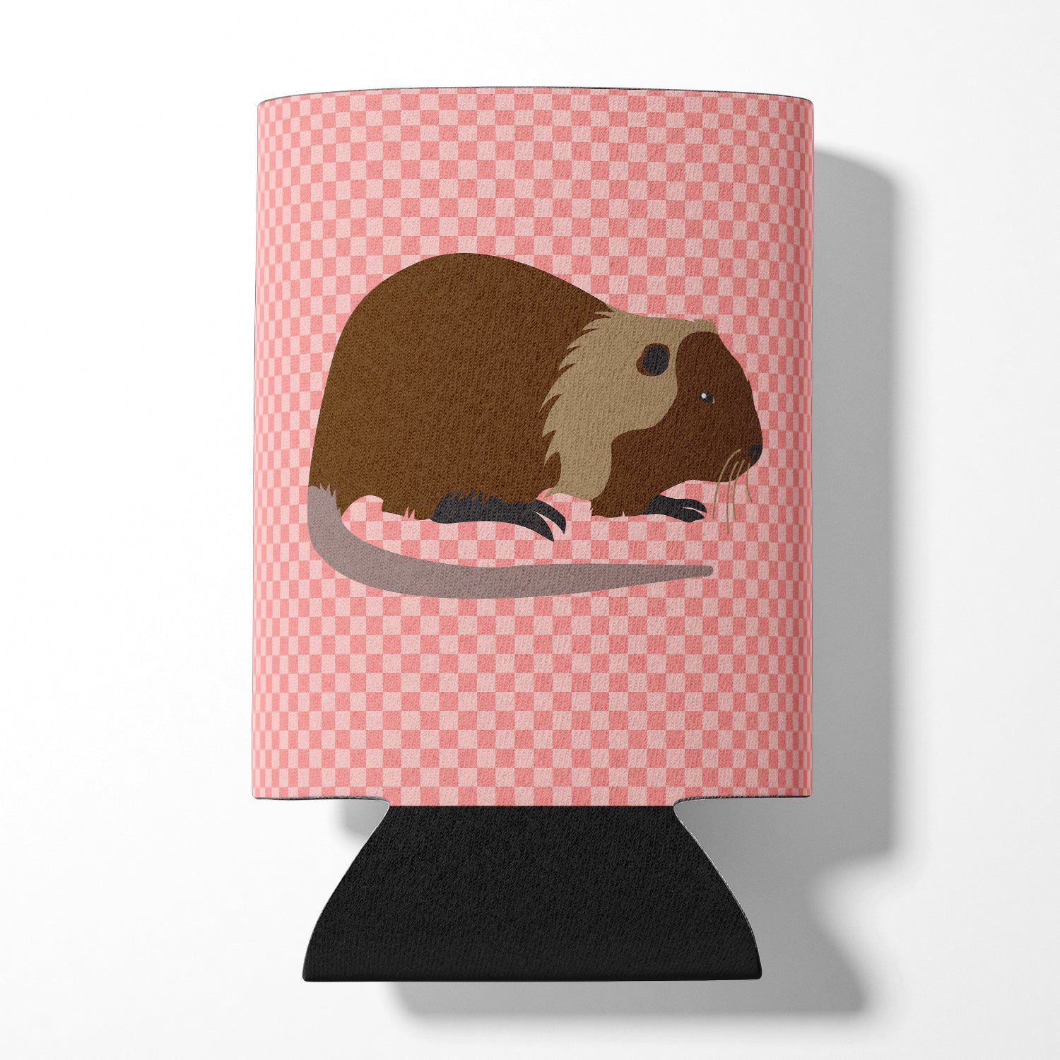 Coypu Nutria River Rat Pink Check Can or Bottle Hugger BB7879CC  the-store.com.