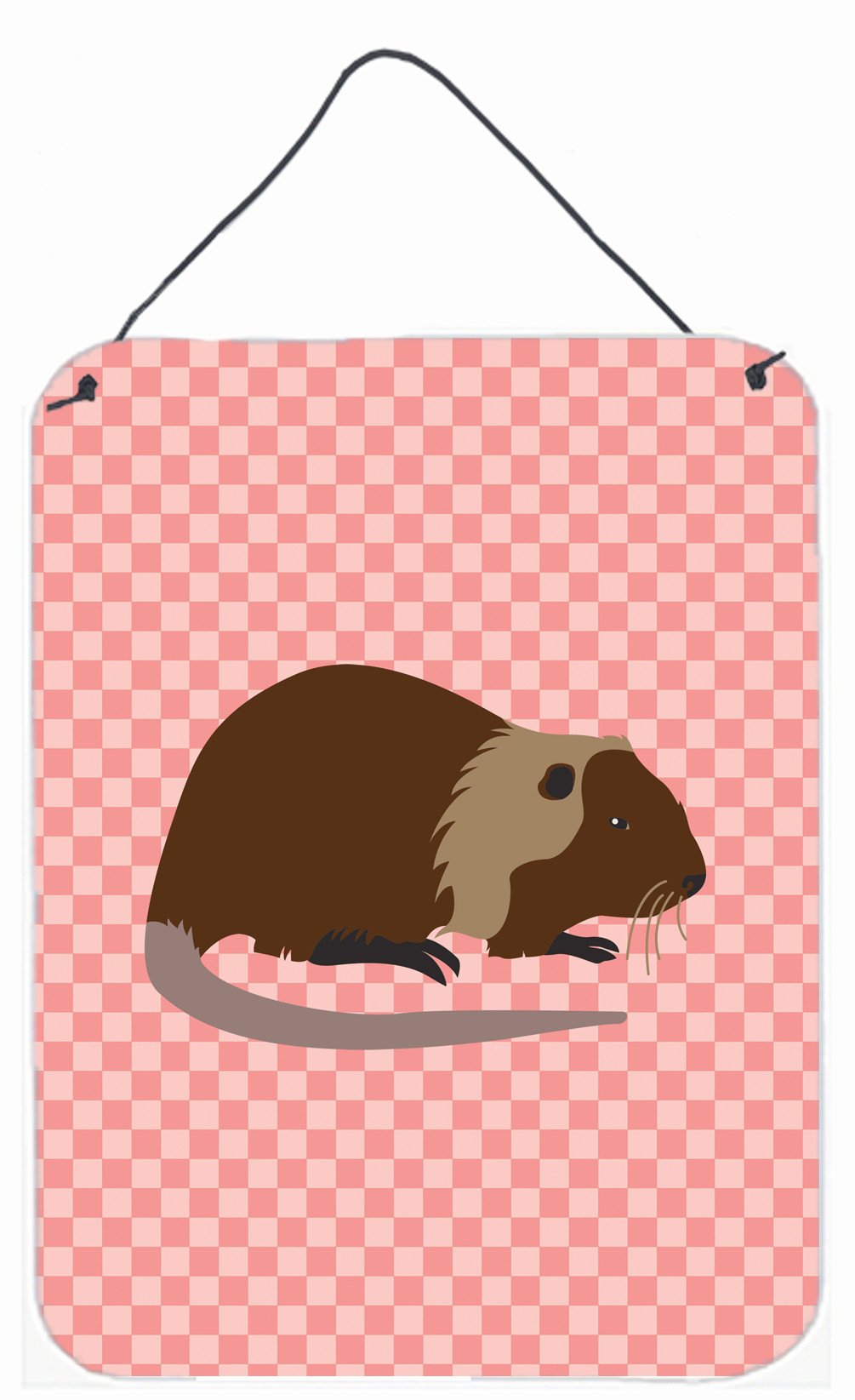 Coypu Nutria River Rat Pink Check Wall or Door Hanging Prints BB7879DS1216 by Caroline's Treasures