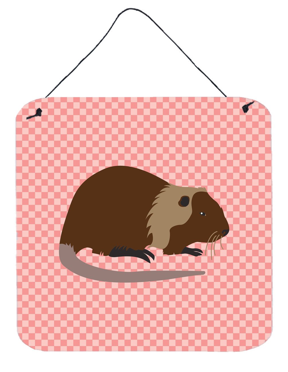 Coypu Nutria River Rat Pink Check Wall or Door Hanging Prints BB7879DS66 by Caroline's Treasures