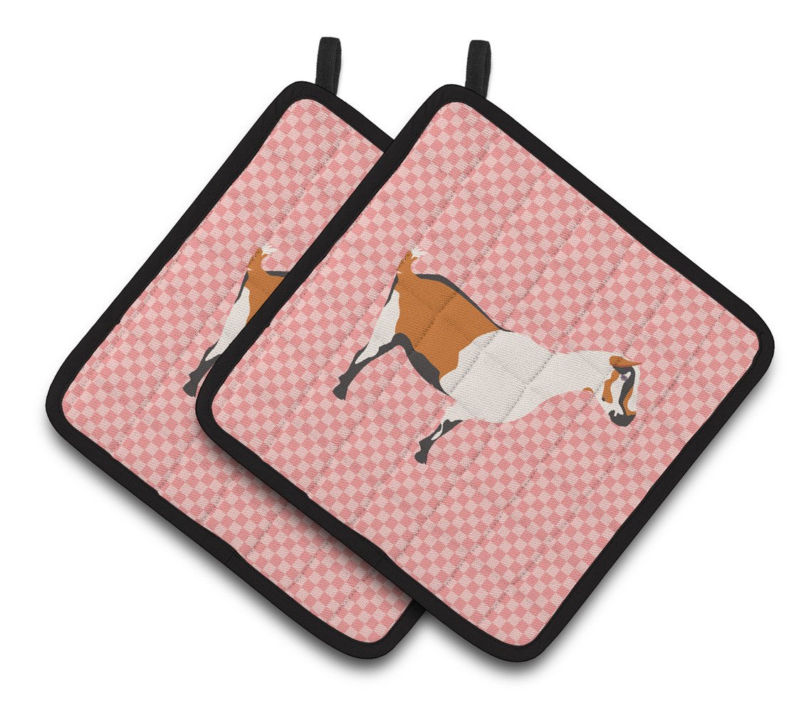 Alpine Goat Pink Check Pair of Pot Holders BB7880PTHD by Caroline's Treasures